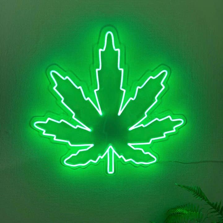 Cannabisblad neonskylt för wholesale av Aoos Custom