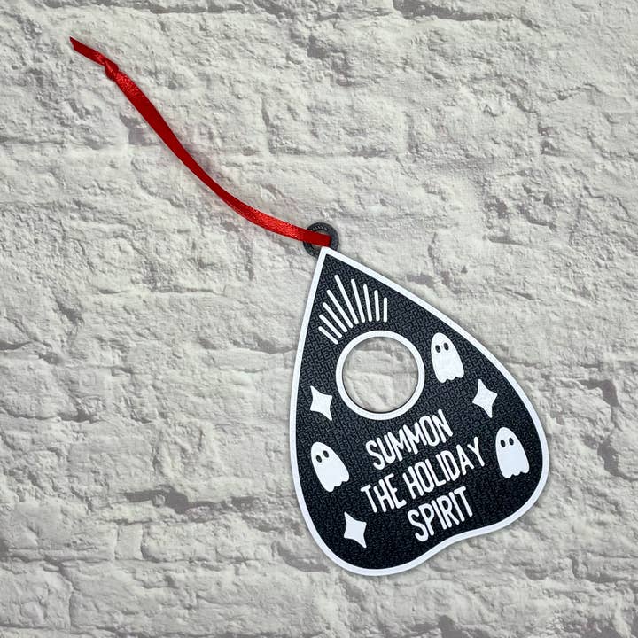 Summon The Holiday Spirit Planchette Ornament 3D Printed for wholesale by Cryptid Craft Studio