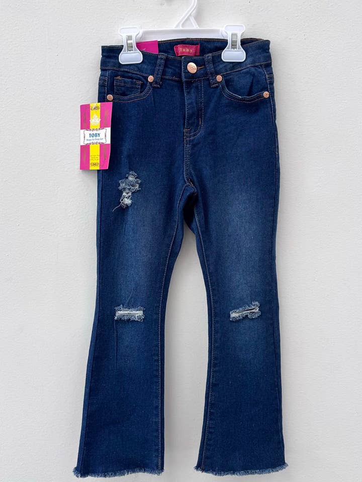 Girls Distressed Flare Jean pant for wholesale by JJ BEBE LAND