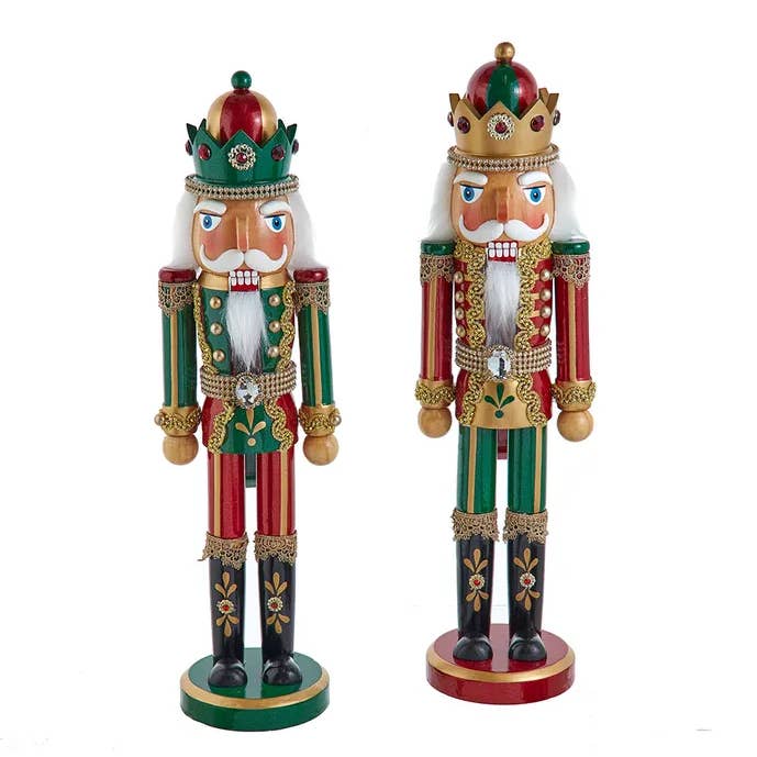 15" Wooden Red/Green King Nutcrackers 2 Assorted for wholesale by Kurt S. Adler, Inc.