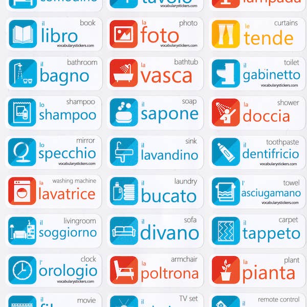 VocabularyStickers.com - Wholesale Sticker - 🇮🇹 Italian Language Learning Stickers5