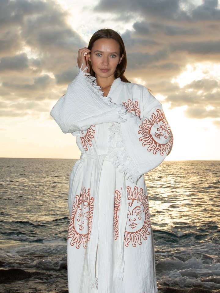 Luma Turkish Towels - Wholesale Robe - Women's - Handmade Sunburst Kimono - Robe 3