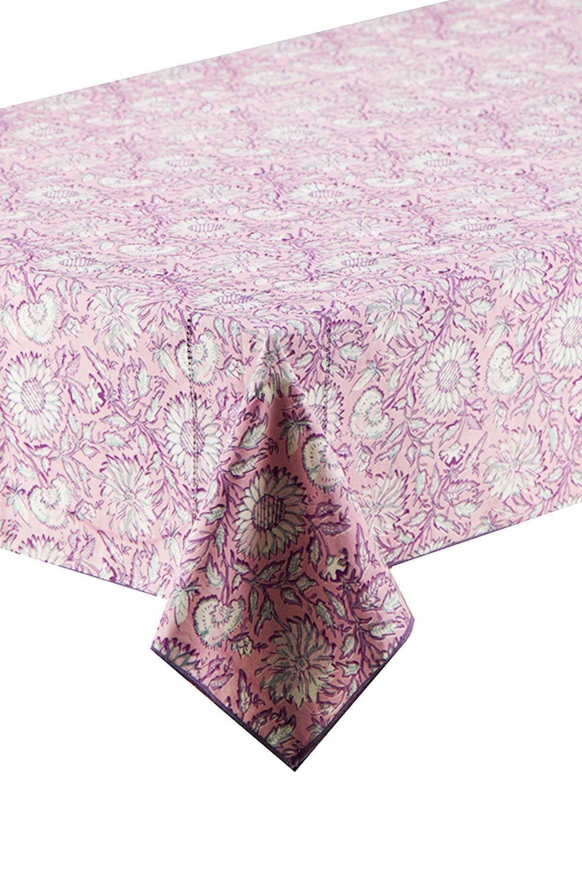 Jardin de Marguerites Roses Carla Tablecloth - flowers - pink - purple for wholesale on Faire5