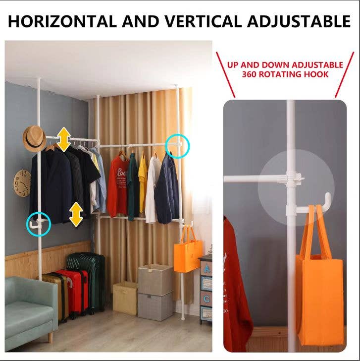 Orange County Decor - Wholesale Coat Rack - Double Clothing Rack, Adjustable Racks For Hanging Clothes, 2 Tier Clothes Heavy Duty Garment White Closet Freestanding System White White Metal2
