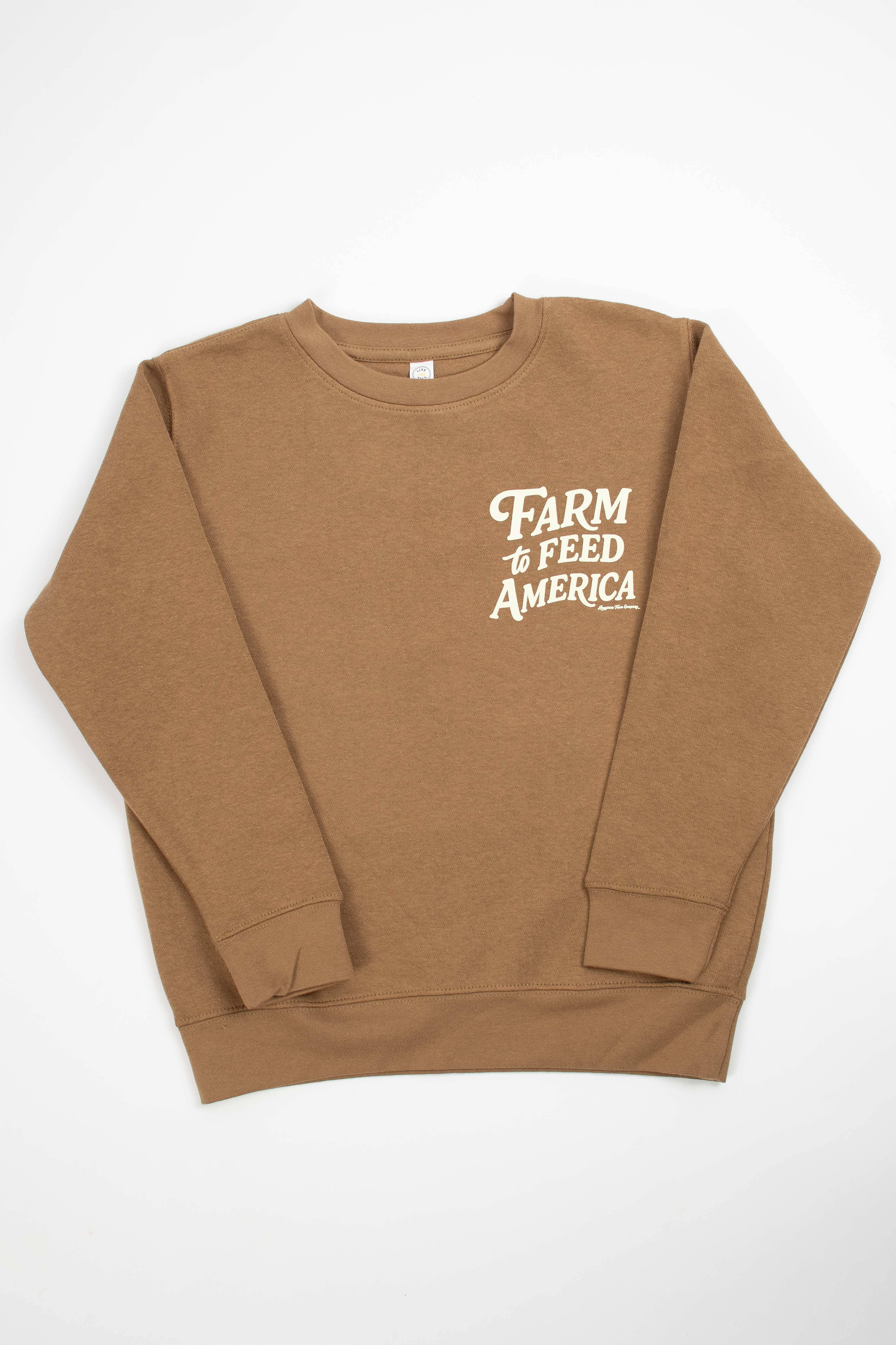 American Farm Company - Wholesale Sweatshirt - Kids - Western 'Farm to Feed America’ Brown Youth Crewneck3