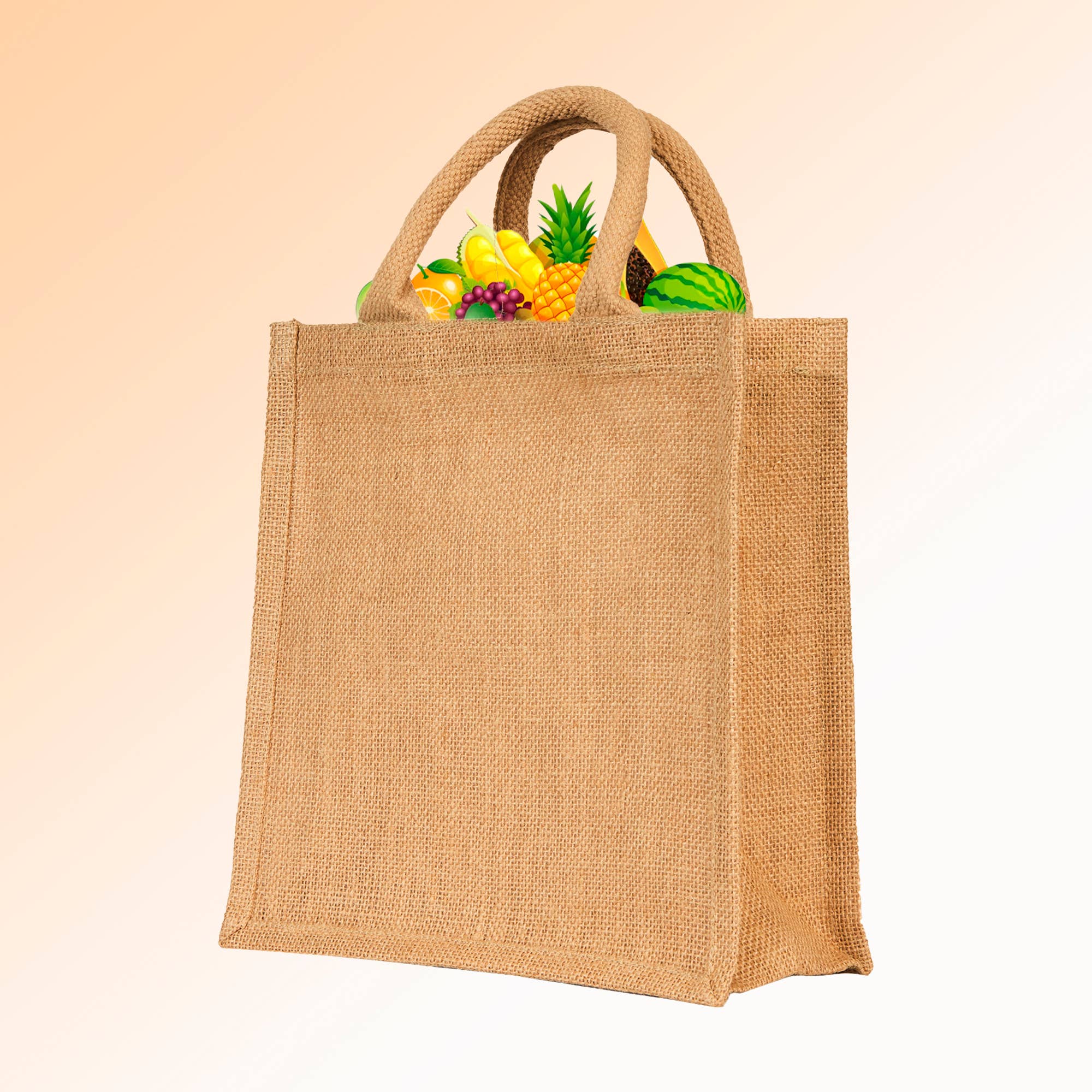 ecojutebags - Wholesale Grocery/shopping bag - Jute Shopping Bags with Handles – Set of 12- 10"x 10" x 4"1