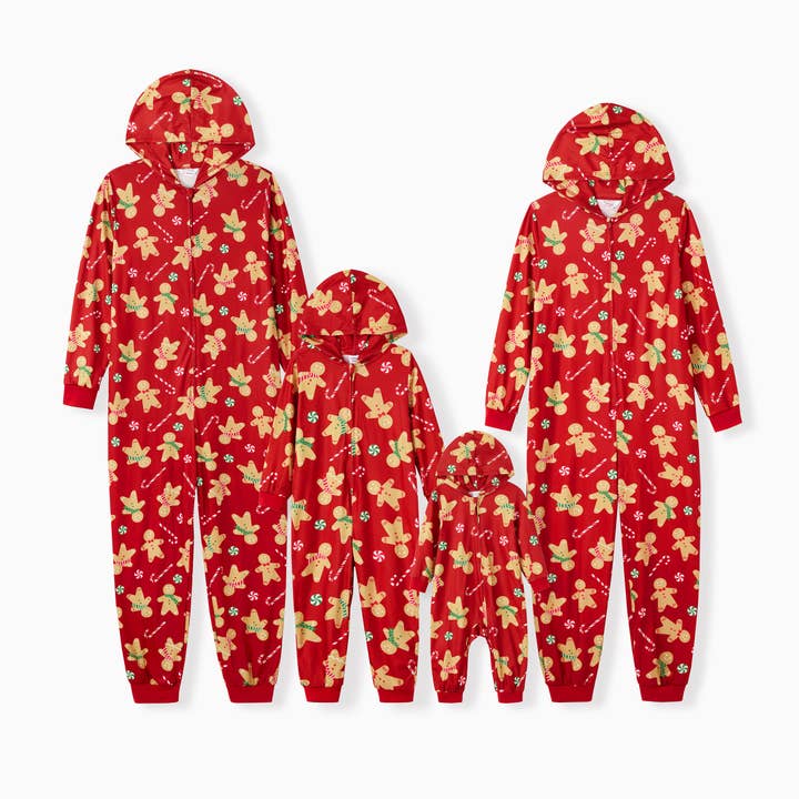 Red Christmas Family Gingerbread Man Onesies ( Flame Resistant ) for wholesale on Faire