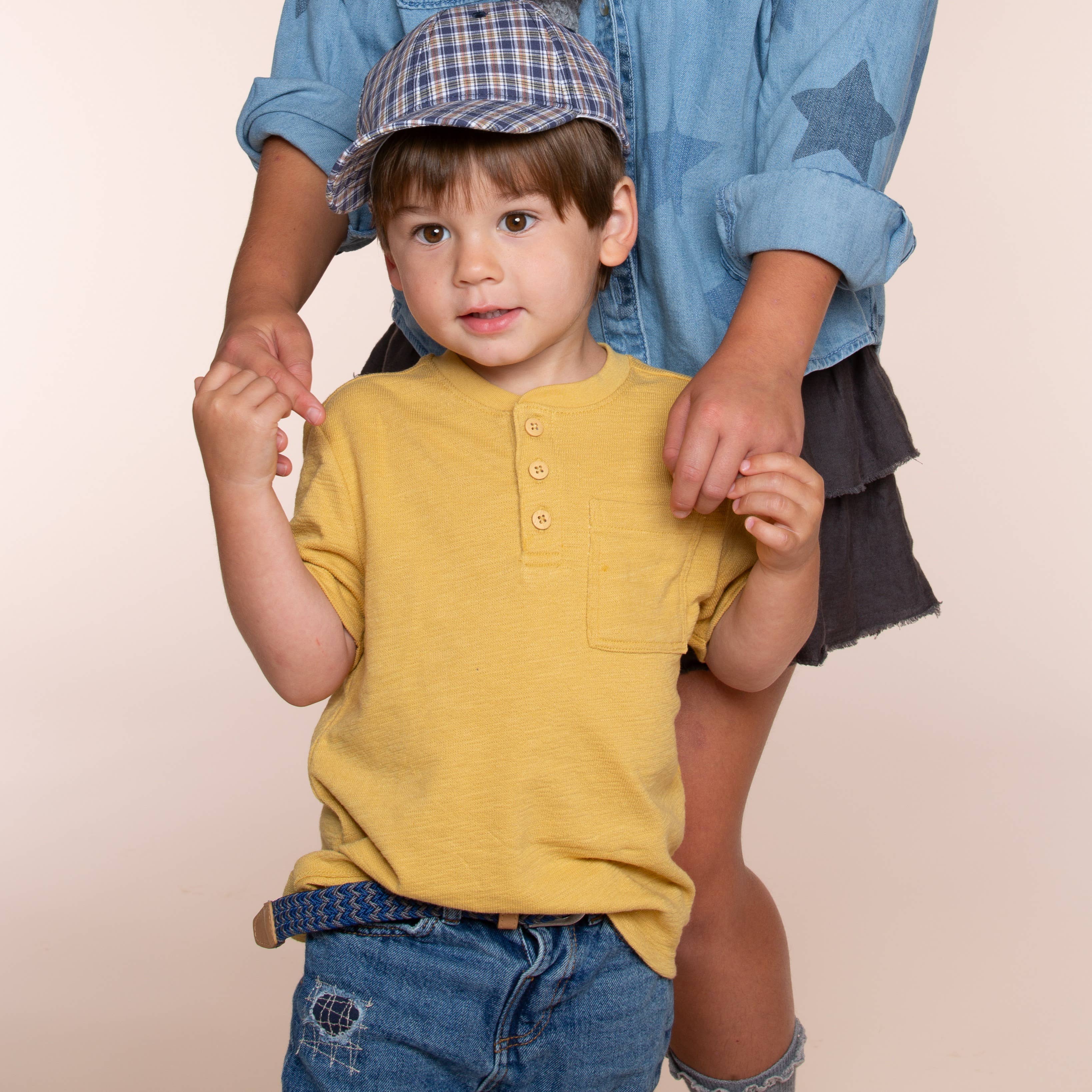 Peppercorn Kids - Wholesale Baseball Cap - Kids - Little Boys Plaid Baseball Cap - Multicolor Blue ( 2-6Y)1