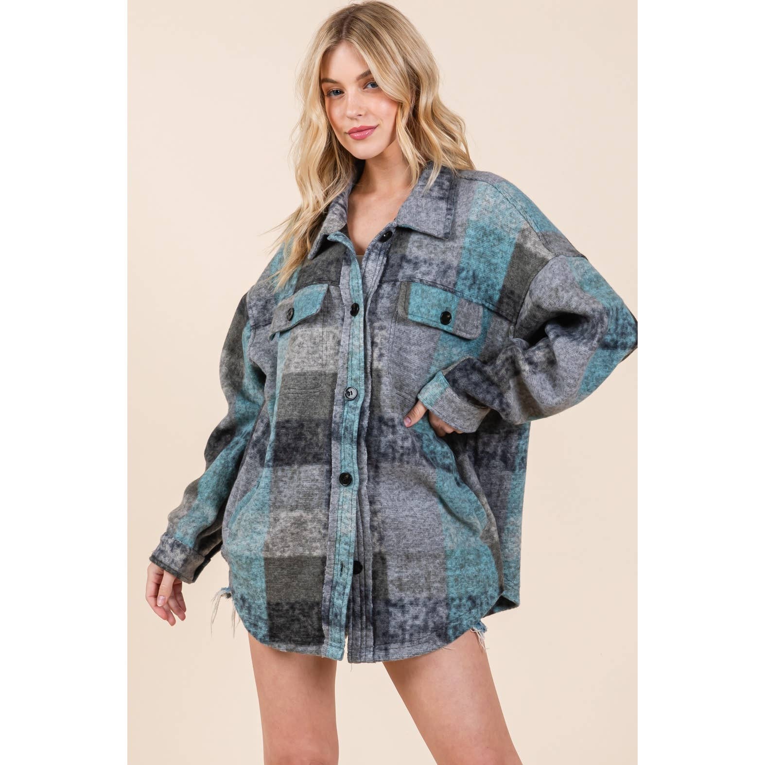 Mapcie - Wholesale Jacket - Women's - MULTI PLAID SHACKET WITH POCKETS12