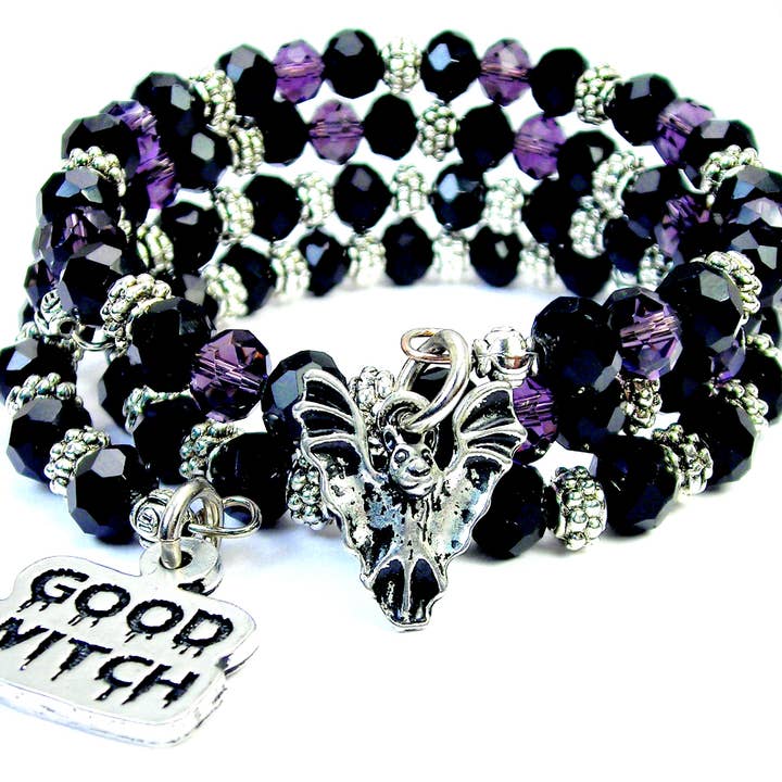 Vampire Bat Good Witch crystal bracelet set for wholesale by Chubby Chico Charms