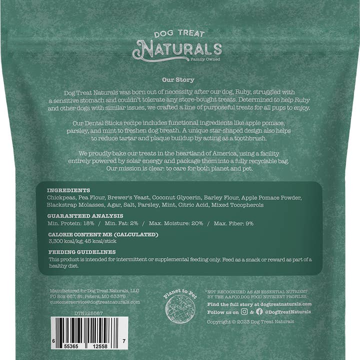 Dog Treat Naturals - Wholesale Pet Treats - Dog - Chickpea & Mint Dental Sticks1