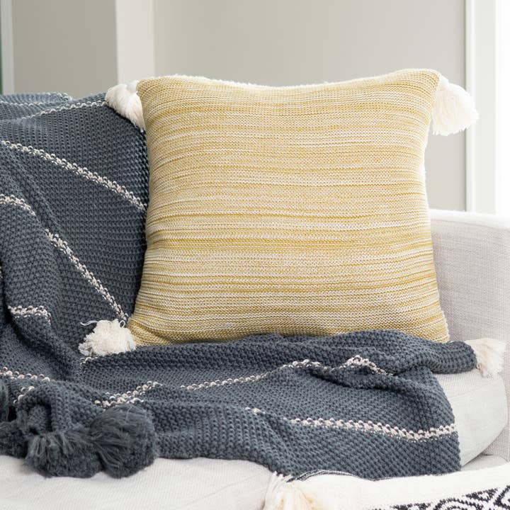 Elsie & Zoey - Wholesale Throw/Decorative Pillow - Necalli 18X18" Reversible Striped Cotton Throw Pillow