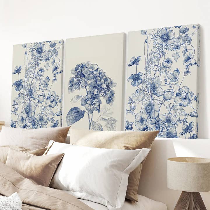 Art Lane - Wholesale Art Print - Chinoiserie Blue Flowers Watercolor Poster Decor