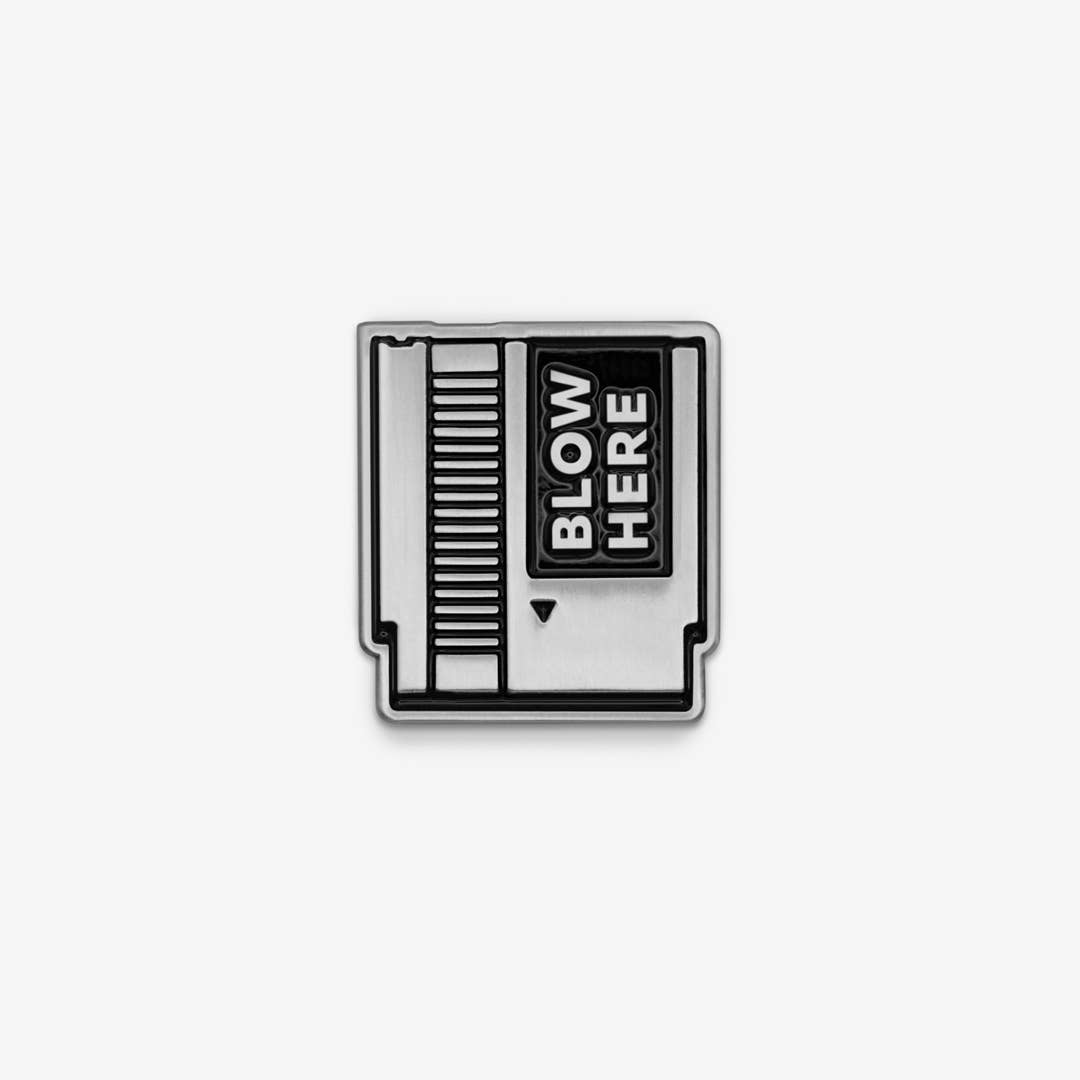 Happy Impulse - Wholesale Lapel Pin/Button - Retro Game Cartridge - Blow Here – Enamel Pin - 0.75"2