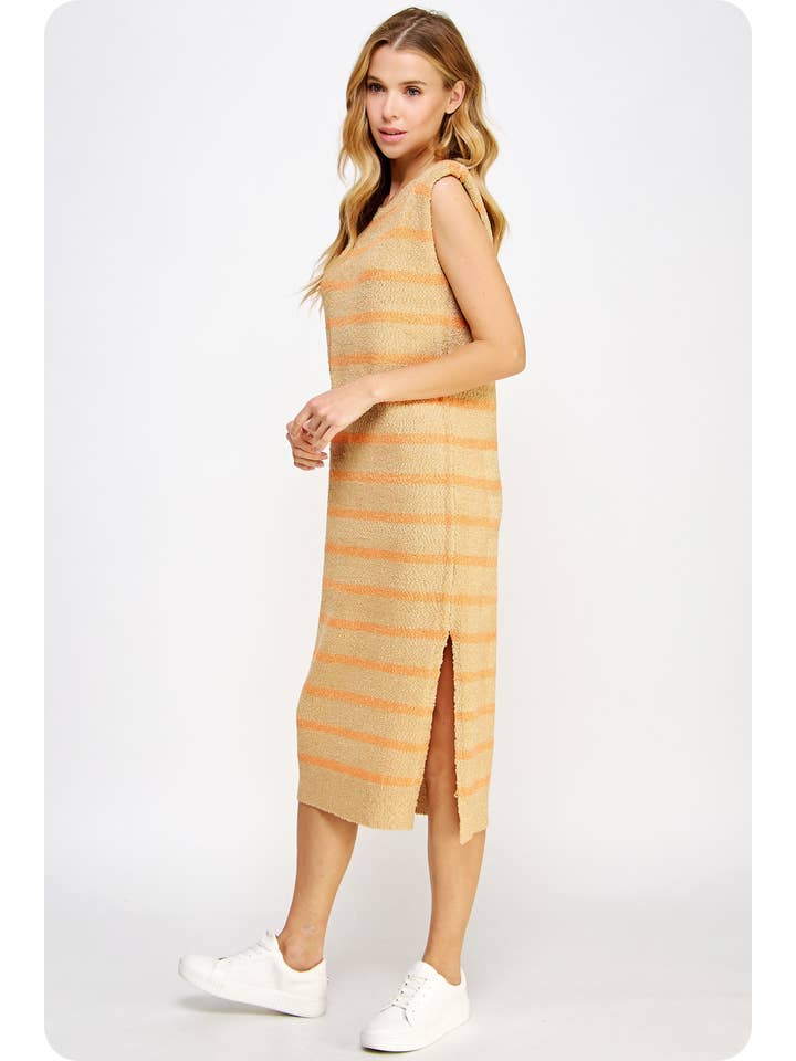 Strut & Bolt - Wholesale Dress - Women's - Shoulder Pad Sleeveless Textured Striped Knit Dress29