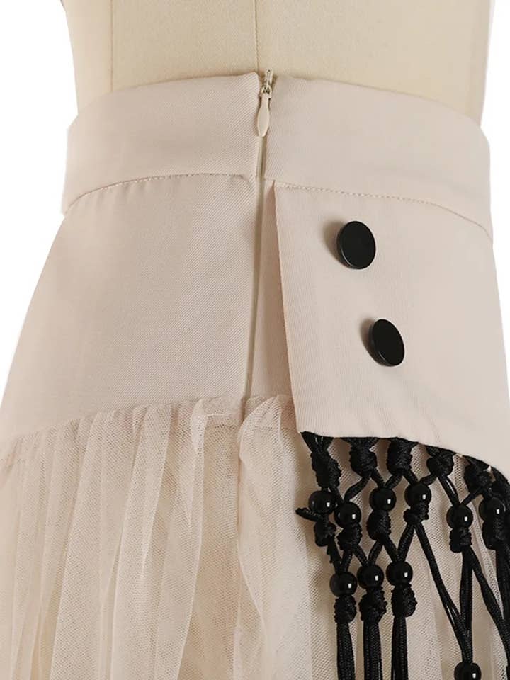 Luxe & Leather by Madonna & Co - Wholesale Skirt - Women's - Tassel Trim Tulle Skirt