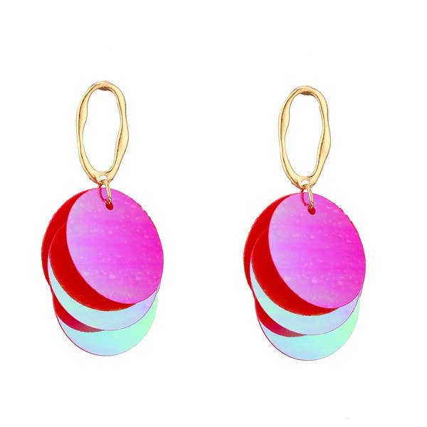 Nima Accessories Inc - Wholesale Dangle Earrings - Ladies Dangling Fashion Sequined Disk Earrings