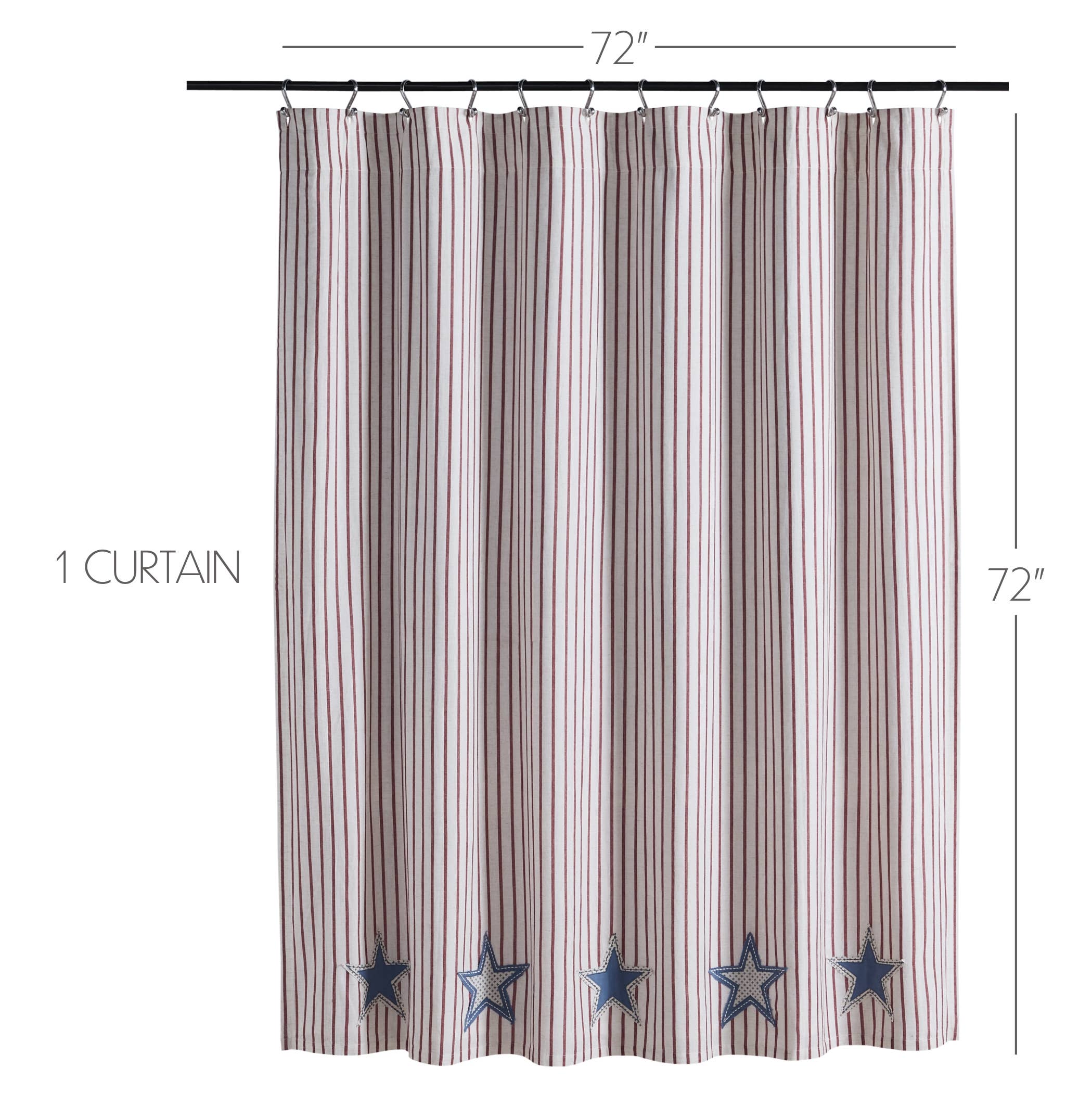 VHC Brands - Vente Rideaux de douche - Rideau de douche Celebration Applique Star 72x722