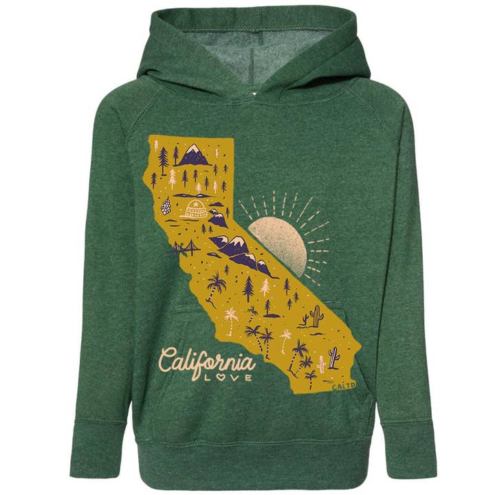 Sudadera con capucha para niños pequeños Map California Love Raglan para venta al por mayor de State Bliss