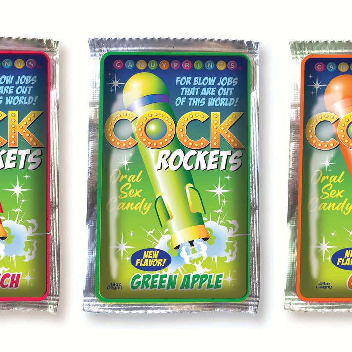 Little Genie Productions - Wholesale Sex Toy - Cock Rockets, Display of 36 Orange, Fruit Punch, Green Apple