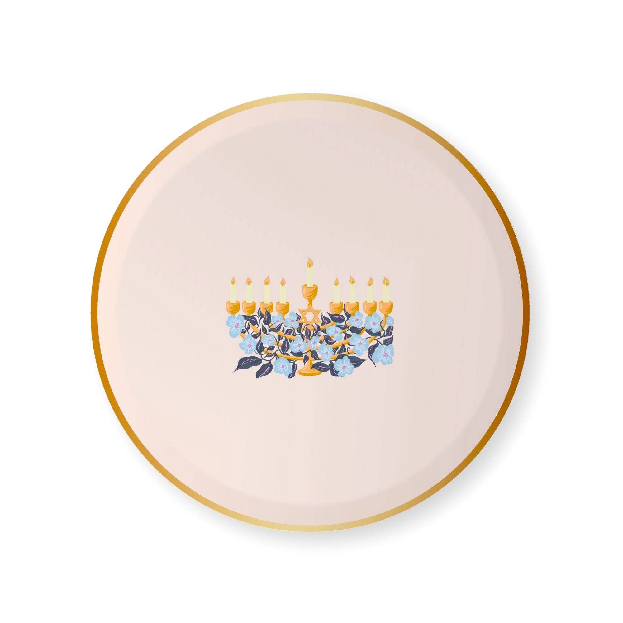Bonjour Fête - Wholesale Disposable plate - BONJOUR FÊTE X ONE & ONLY PAPER HAPPY HANUKKAH MENORAH SMALL PLATES