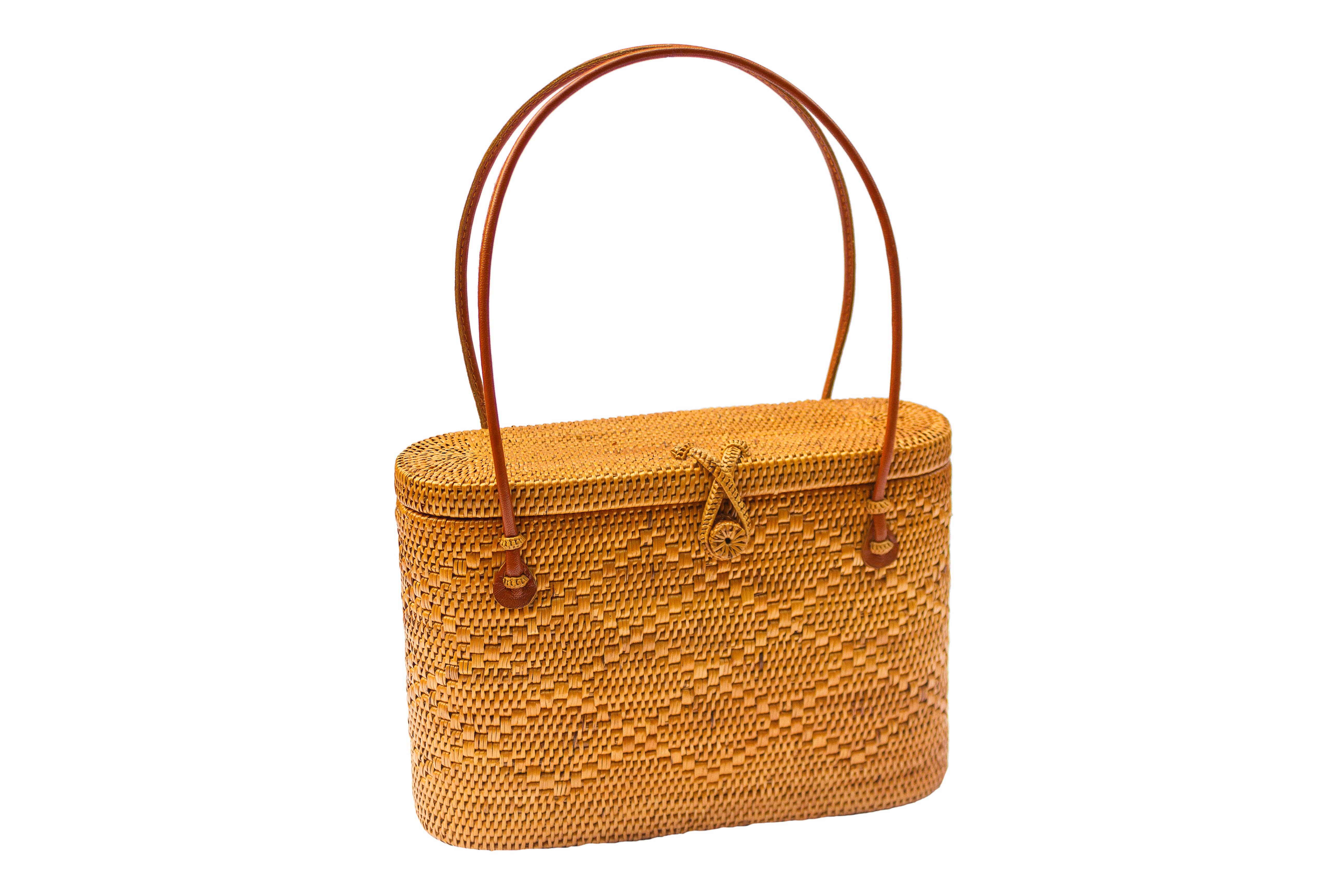 The Artisan and Company - Vendita all'ingrosso Borsa tote - Donna - Borsa a tracolla in rattan con chiusura piatta2