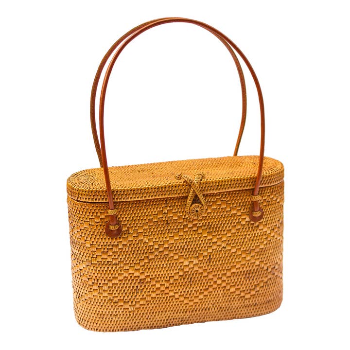 The Artisan and Company - Wholesale Tote bag – Women's - Flat Top Rattan Basket Shoulder Tote Bag2