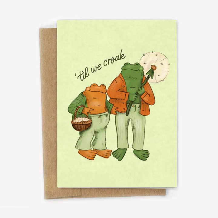 Jusqu'à ce que nous croassions Carte de Saint-Valentin Amour Grenouille & Crapaud pour la vente par A Fink & Ink