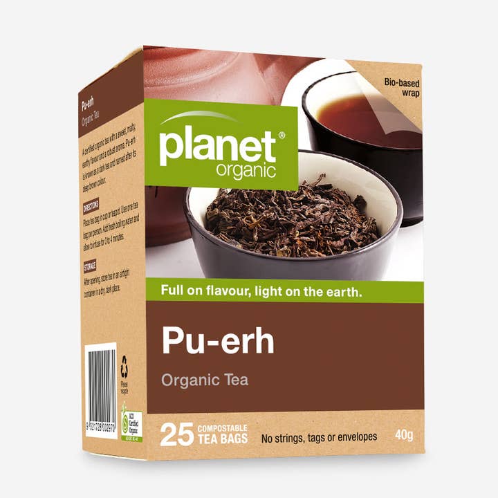 Sachets de thé Pu-erh pour la vente par Planet Organic