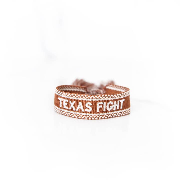 Texas Fight Embroidered Tassel Bracelet for wholesale by Golden Thread