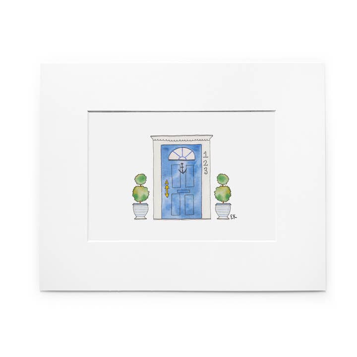 Blue Door 8 x 10" Matted Art Print for wholesale by Eileen Graphics