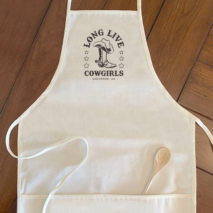 Long Live Cowgirls w/ City, State - Custom Women's Apron for wholesale by North & Pine