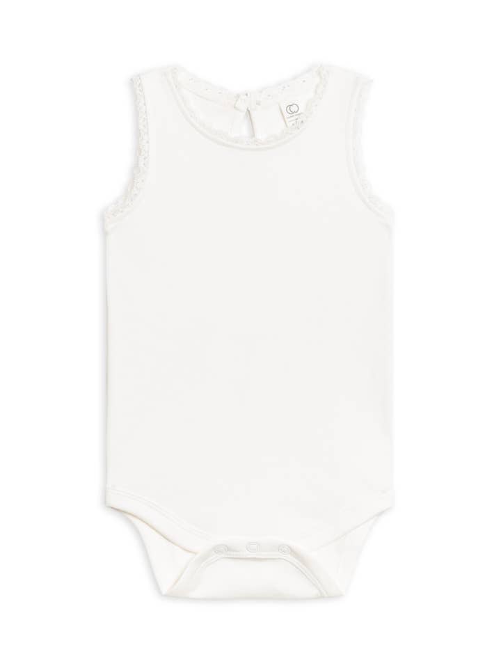 Colored Organics - Wholesale Bodysuit (Non-Footed) - Baby - Organic Baby Luna Lace Bodysuit - Coconut