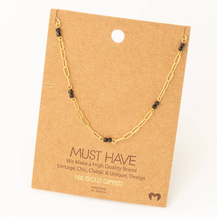 Fame Accessories - Wholesale Pendant/Charm Necklace - Dainty Chain Link Bead Station Necklace5