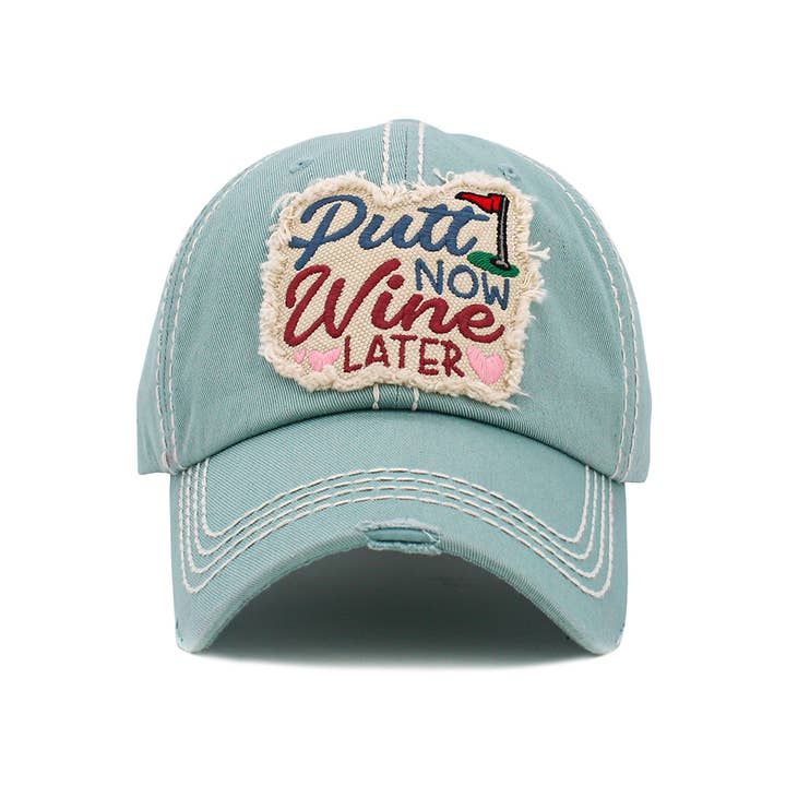Hana - Wholesale Baseball Cap - Women's - PUTT NOW WINE LATER Vintage Baseball Cap3
