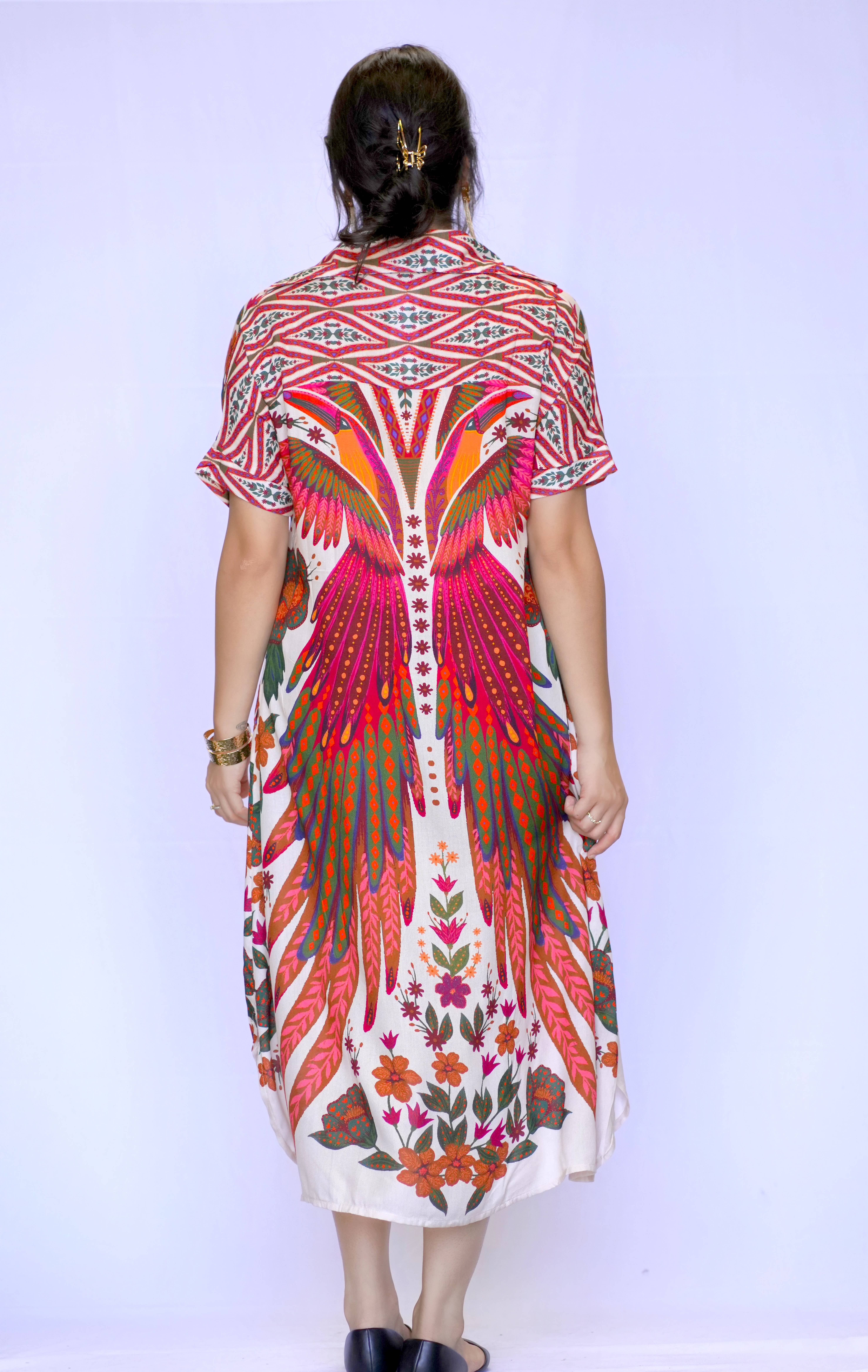 Dolma - Wholesale Dress - Women's - Tallulah Print Dress-Beige Plum2