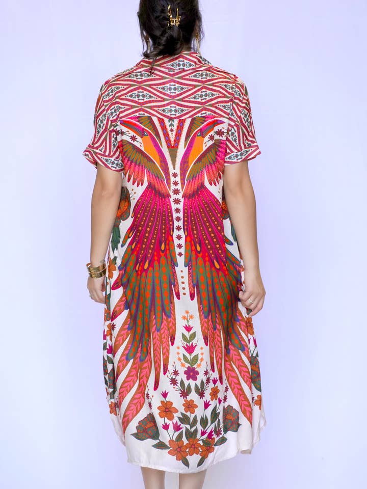 Dolma - Wholesale Dress - Women's - Tallulah Print Dress-Beige Plum2