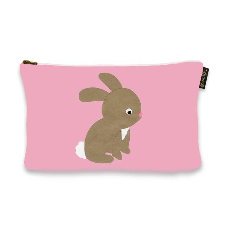 Oliver Gal Pink Rabbit Art Pouch (Size 9x6) for wholesale by The Oliver Gal Artist