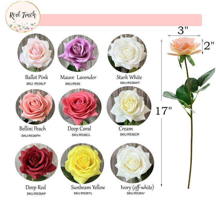 Angel Isabella - Wholesale Artificial Flowers - Pack of 48 Or 50 stems-17"Longe Stem Real Touch Rose