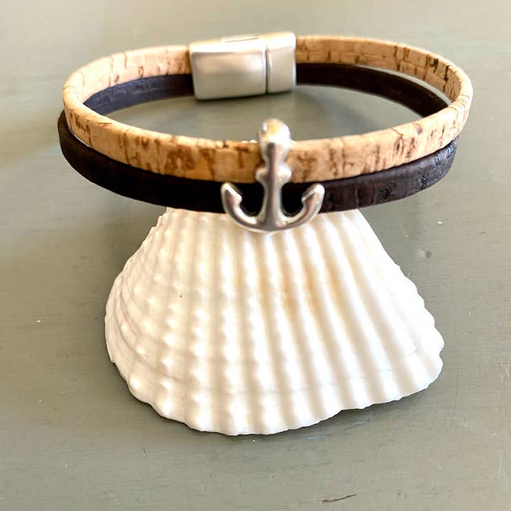 Cork armband - 2 streng voor wholesale door Jackie Gallagher Designs - Handmade Coastal Jewelry