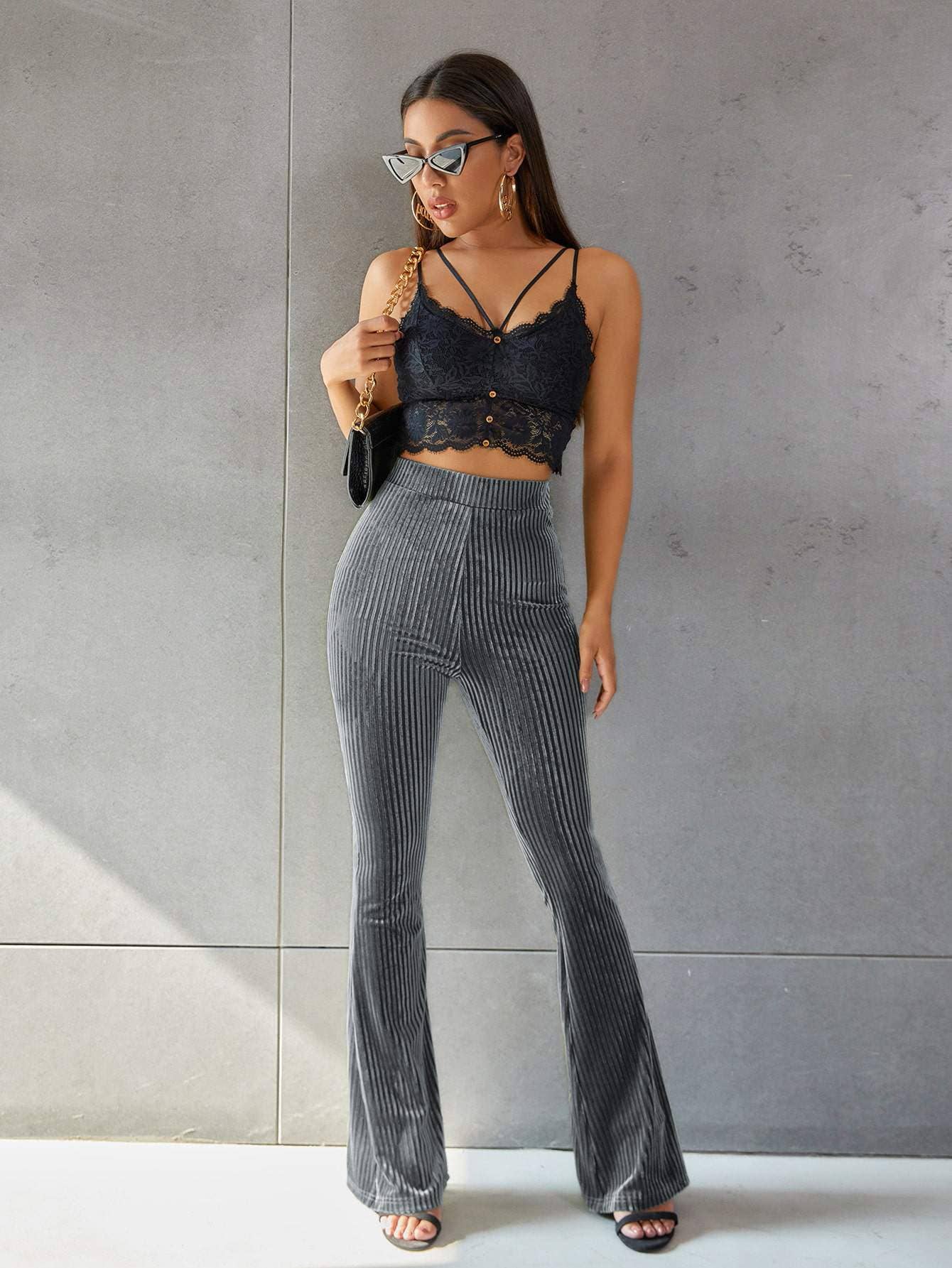 Fashion Combination - Wholesale Pants - Women's - solid flare leg corduroy pants10