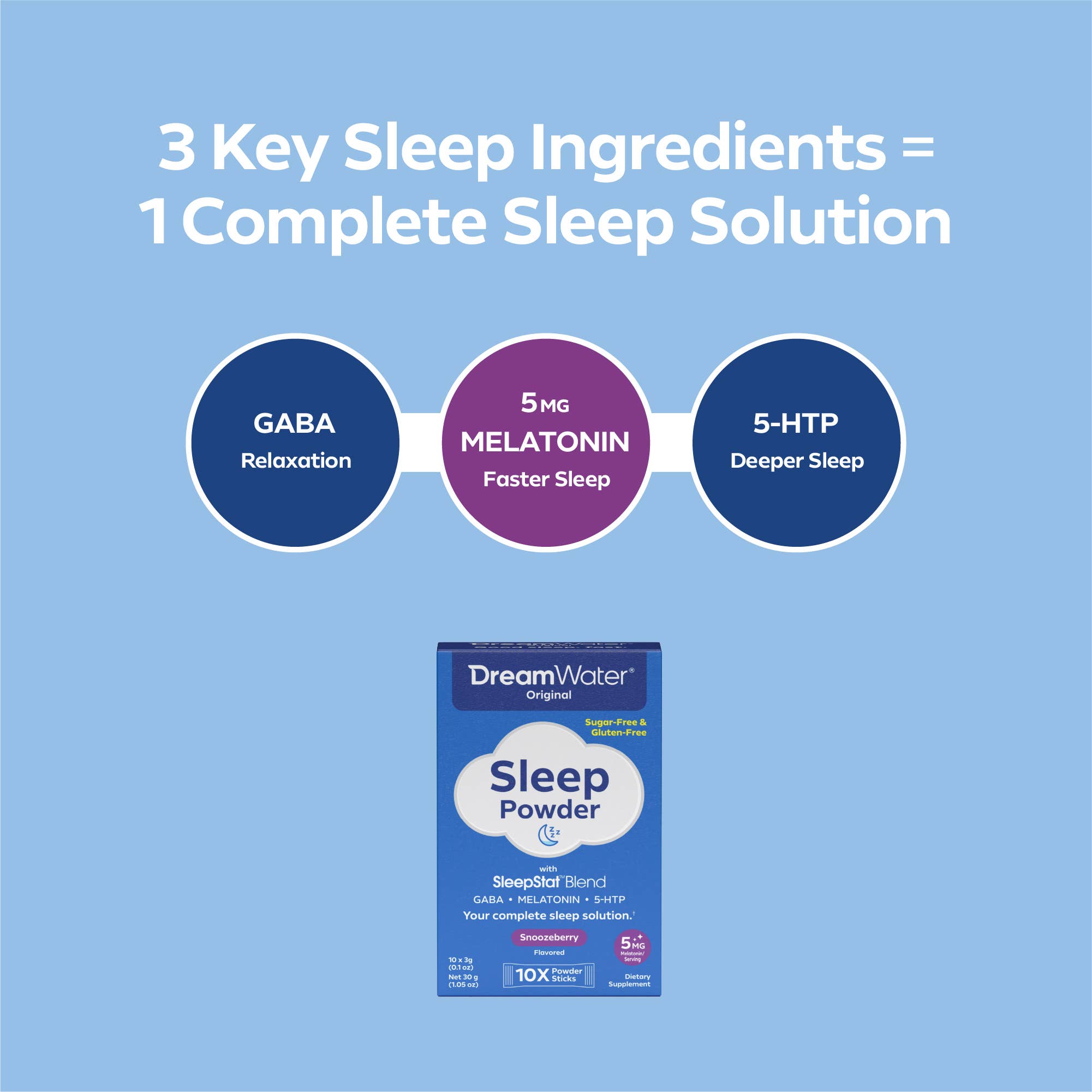 Dream Water - Wholesale Oral Supplement/Vitamin - Dream Water Snoozeberry Sleep Powder, Sugar-Free, 10 pack3