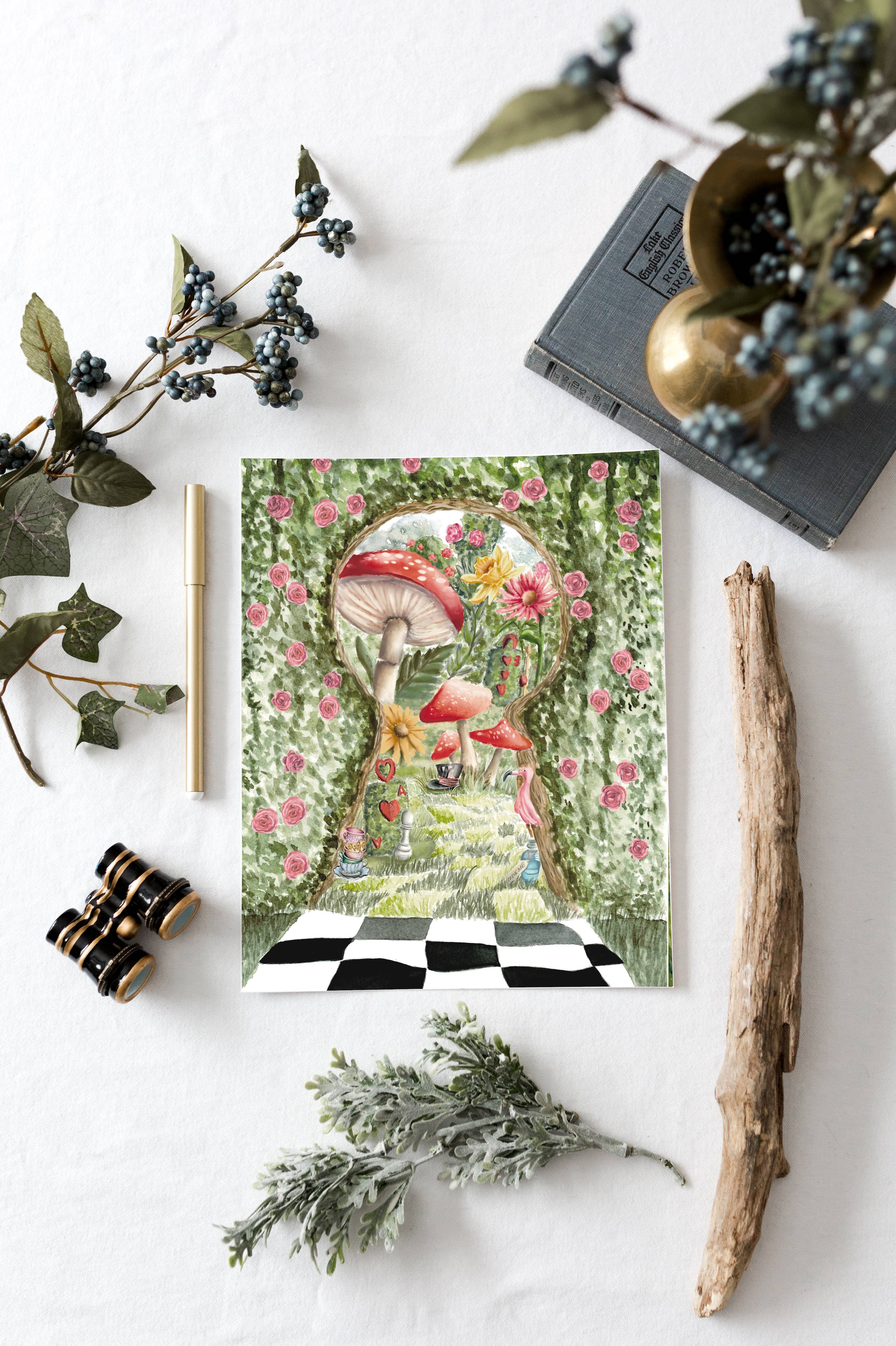 Fox and Wild - Wholesale Art Print - Alice in Wonderland Rosebush Print10