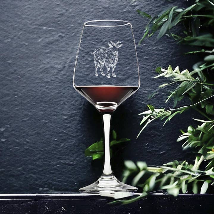 Goat Wine Glasses 12oz Premium Personalized Set of 4 for wholesale by Texan Customs