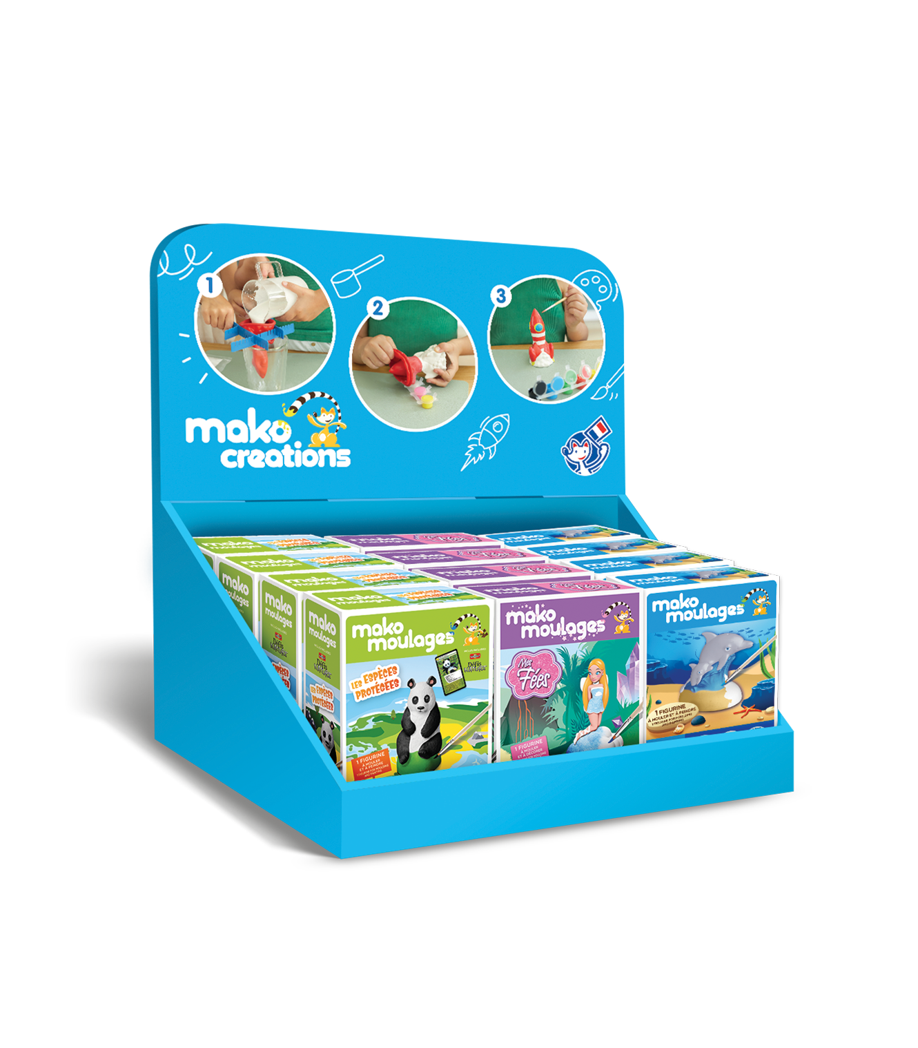 Mako Créations – Großhandel Bastelset – Kinder – Sortiment mit 12 Boxen Mini-Mako-Formen1