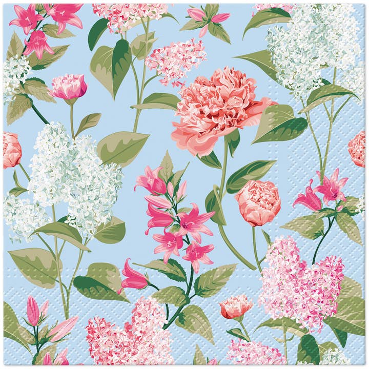 Lilac with Peonies Lunch Napkins - Floral Napkins for wholesale by European Excellency