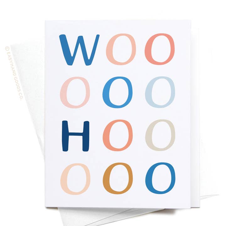 Tarjeta de felicitación tipográfica WooHoo para venta al por mayor de Easyhand Goods – formerly Onderkast