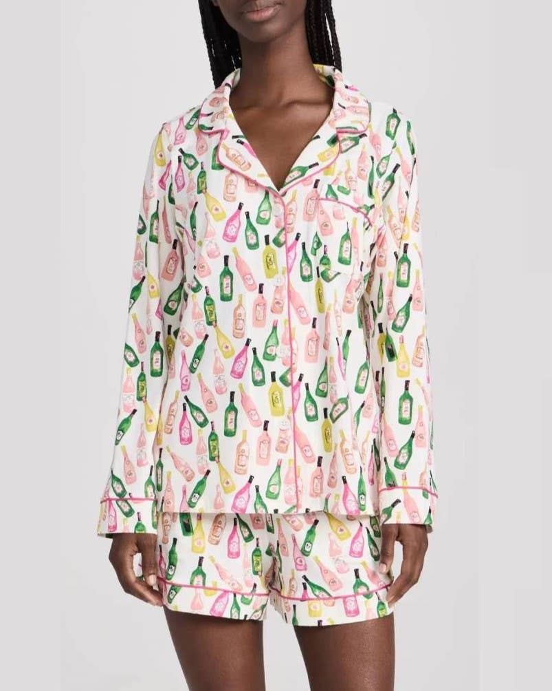 White Wine Bottles Print Autumn Lounge Set for wholesale on Faire0