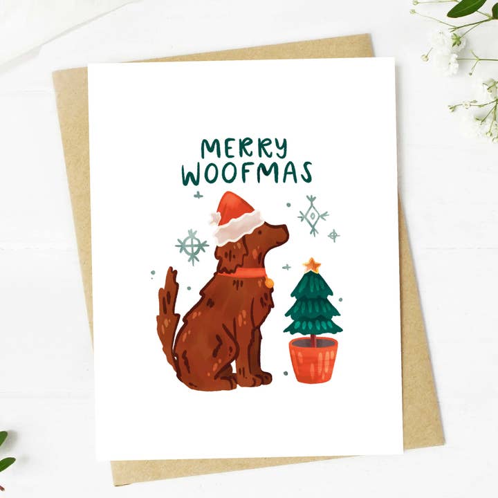 "Merry Woofmas" Cute Dog Christmas Card for wholesale by Big Moods