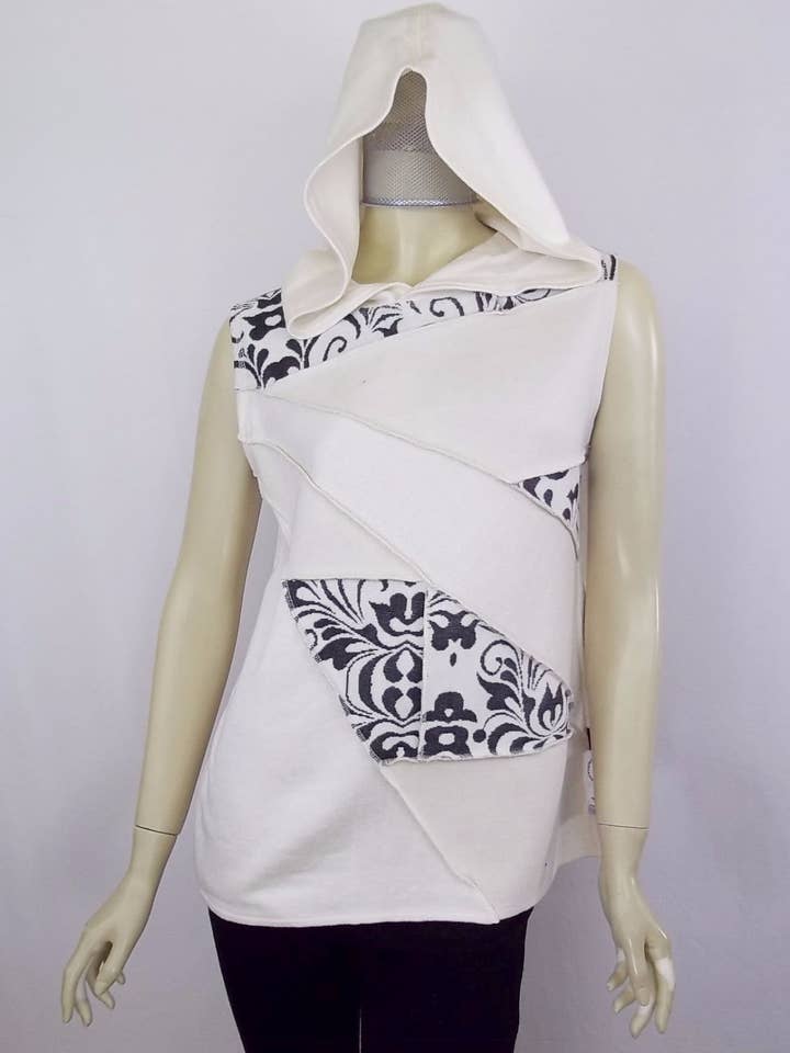 B&W Star Sleeveless Hoodie for wholesale by IWANCIW functional funware